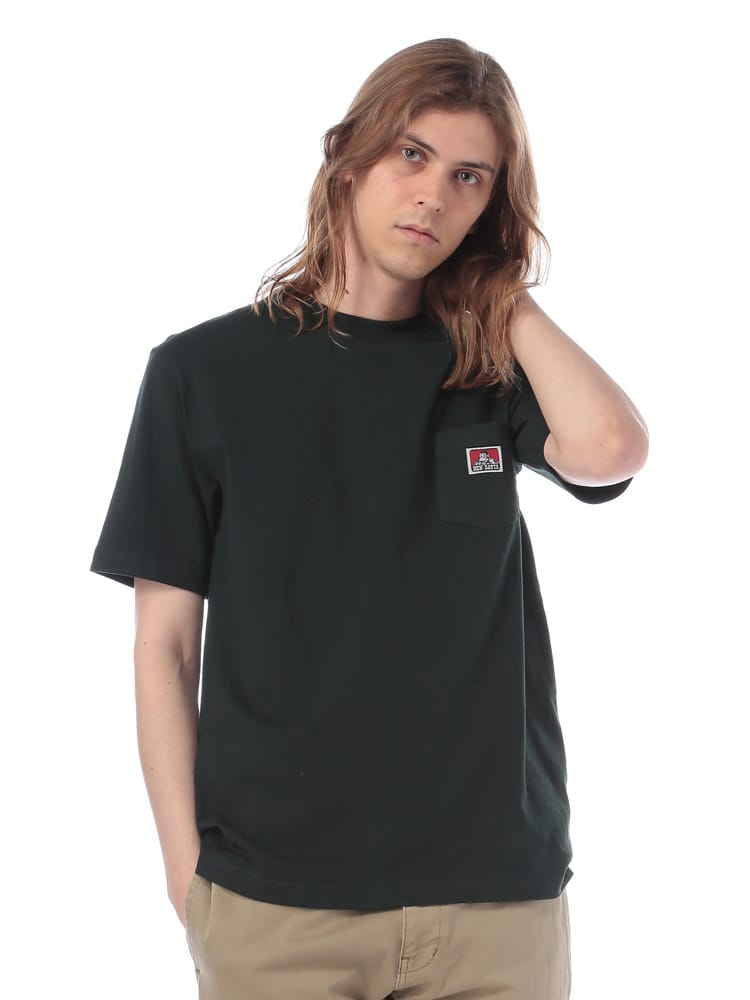 BEN DAVIS (ベンデイビス) 綿100％ ポケットロゴ クルーネック 半袖 Tシャツ