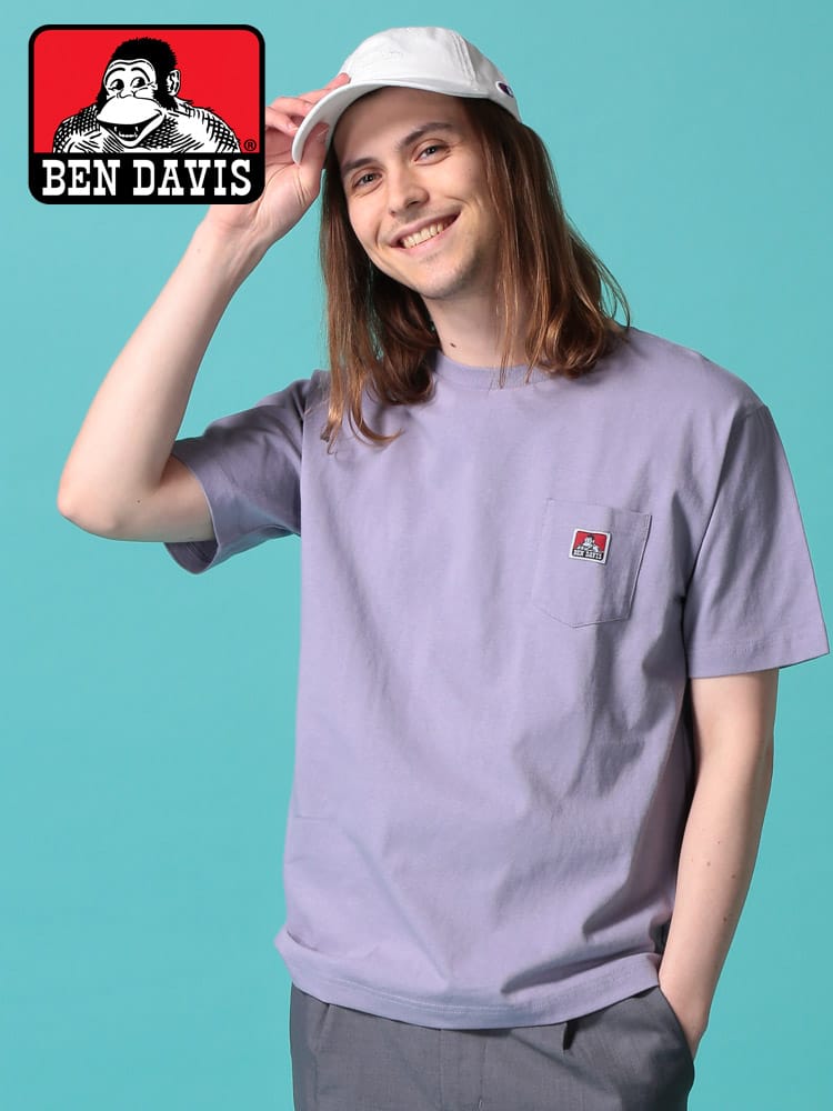 BEN DAVIS (ベンデイビス) 綿100％ ポケットロゴ クルーネック 半袖 Tシャツ