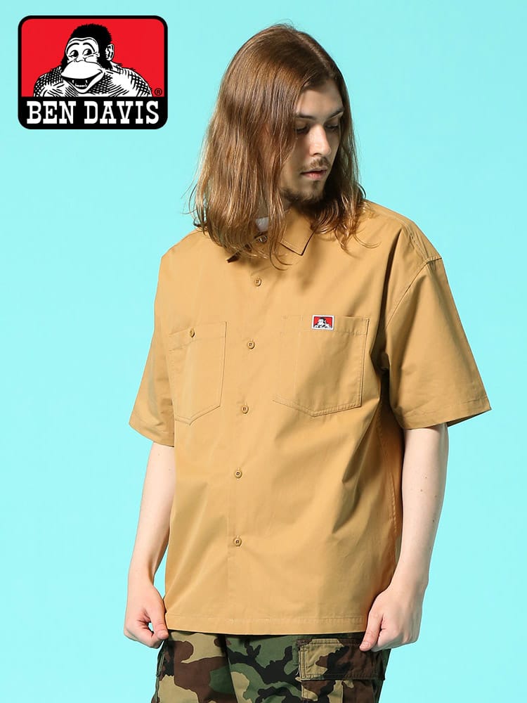 BEN DAVIS (ベンデイビス) 無地 ワンポイント ポケット 半袖 ワークシャツ