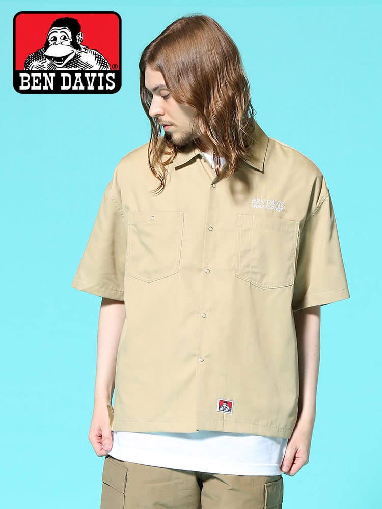BEN DAVIS (ベンデイビス) バックプリント ポケット 半袖 ワークシャツ