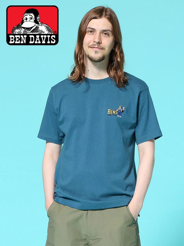 BEN DAVIS (ベンデイビス) ペイントゴリラ 刺しゅう クルーネック 半袖 Tシャツ