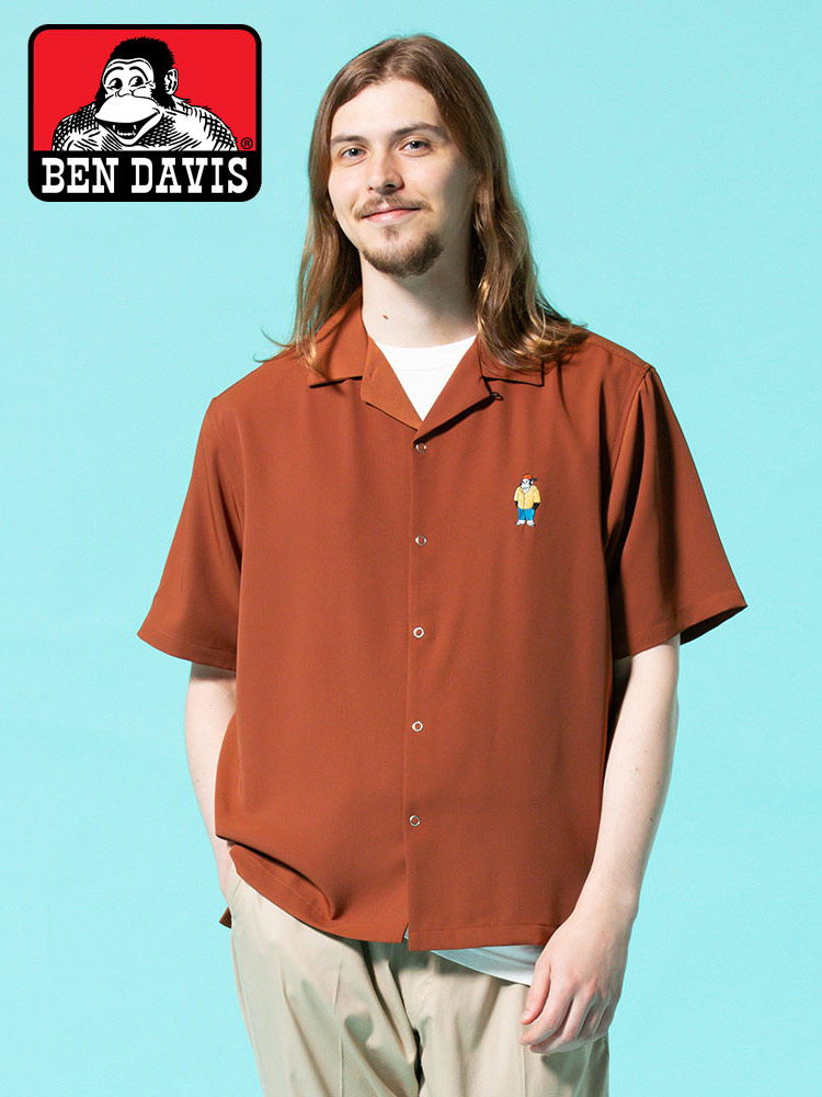 BEN DAVIS (ベンデイビス) ゴリラ刺繍 ワンポイント オープンカラー 半袖 シャツ