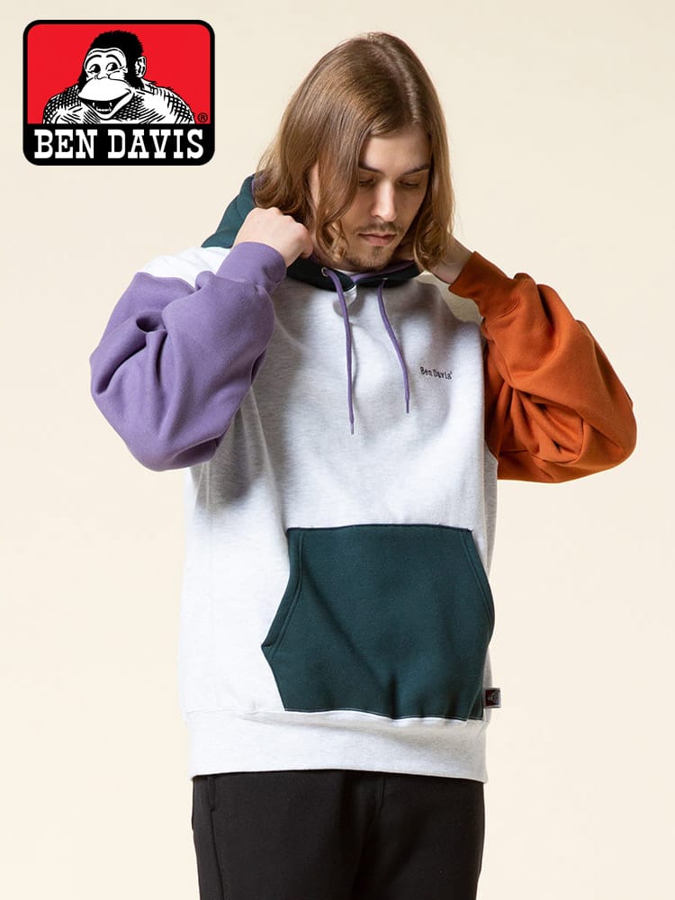 BEN DAVIS (ベンデイビス) 裏起毛 ロゴ刺繍 プルオーバー パーカー