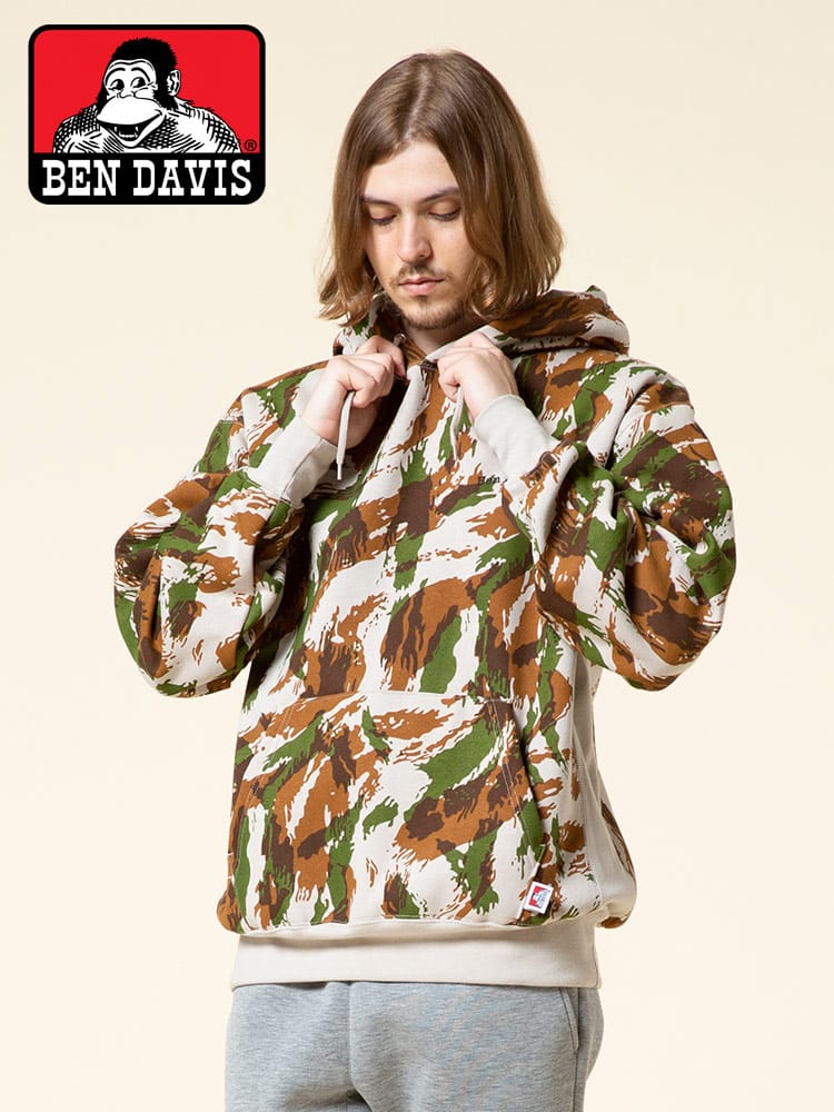 BEN DAVIS (ベンデイビス) 裏起毛 ロゴ刺繍 プルオーバー パーカー