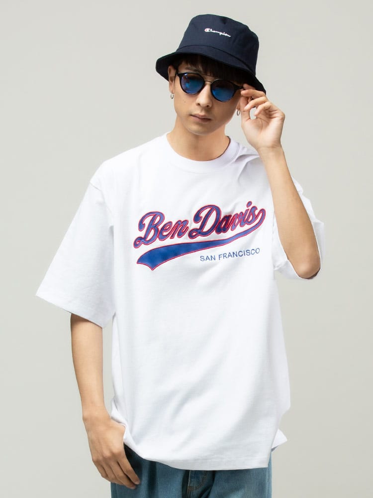 BEN DAVIS (ベンデイビス) フロント刺繍 クルーネック 半袖 Tシャツ STADIUM TEE