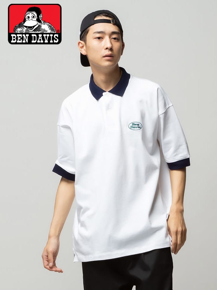BEN DAVIS (ベンデイビス) バイカラー バック刺繍 半袖 ポロシャツ CAR DEALERS POLO SHIRTS