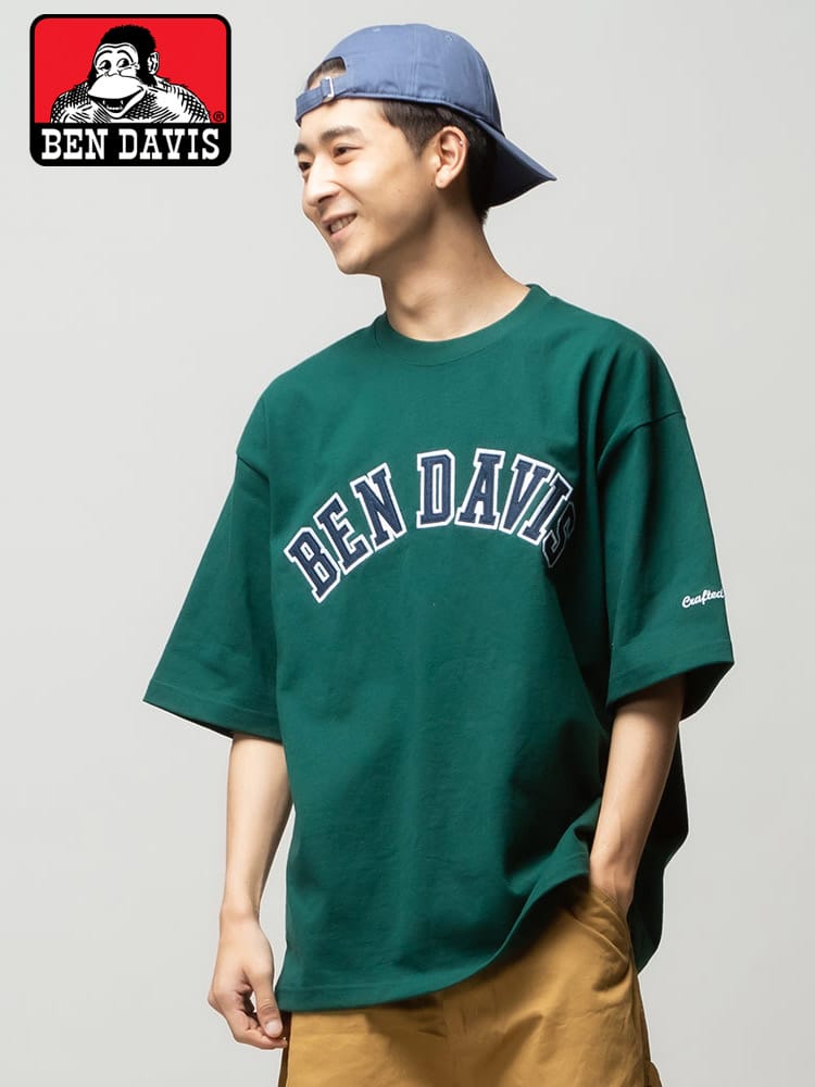 BEN DAVIS (ベンデイビス) カレッジロゴ クルーネック 半袖 Tシャツ COLLEGE LOGO UH TEE