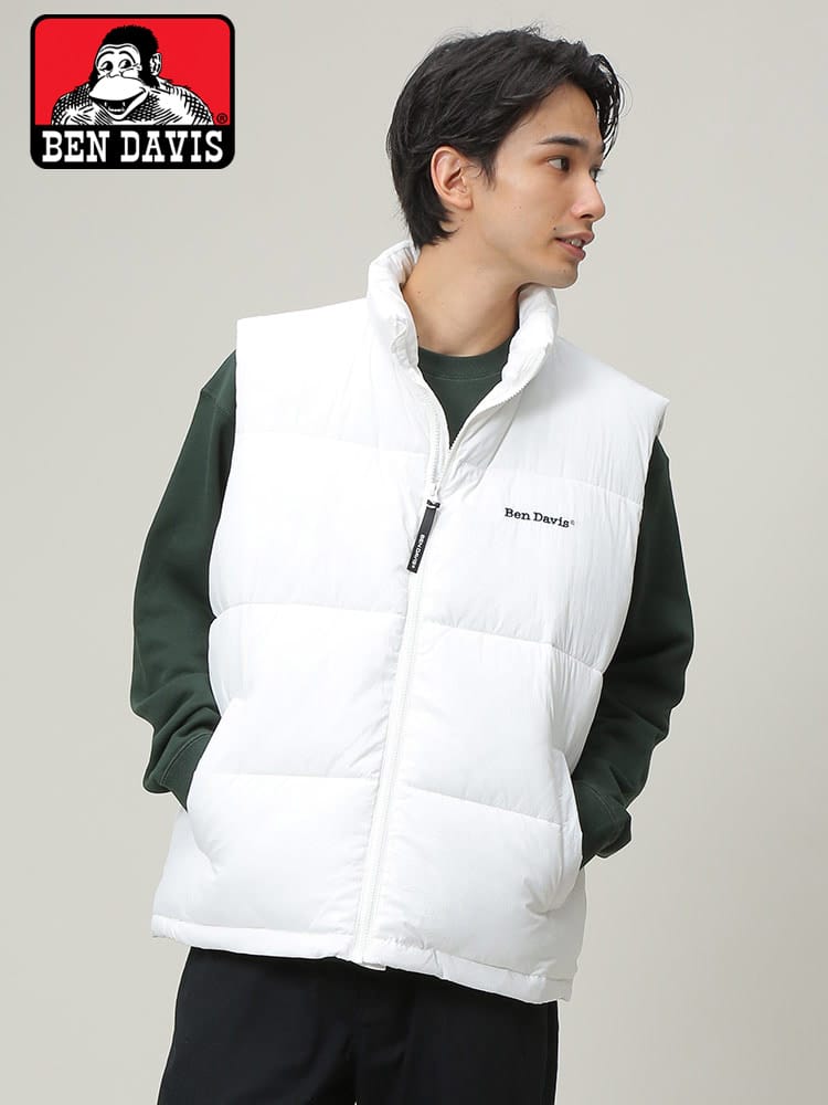 BEN DAVIS (ベンデイビス) 胸ロゴ フルジップ 中綿 ベスト