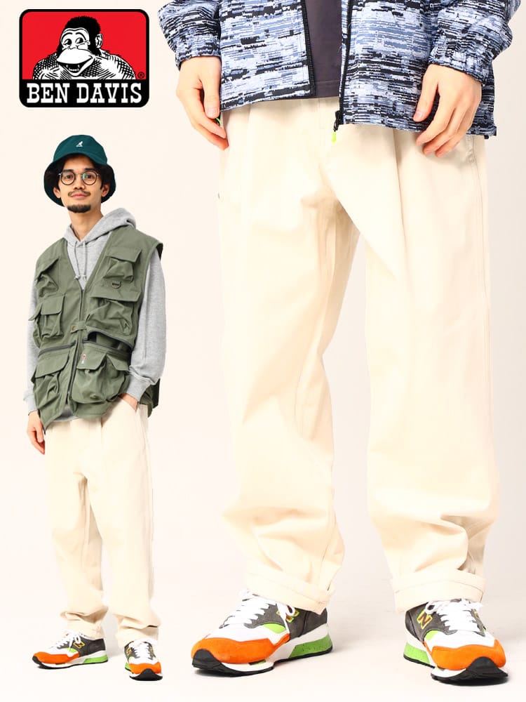BEN DAVIS (ベンデイビス) ワンタック コットン ワークパンツ ストリート ゆるパンツ  ACTIVE WORKERS PANTS