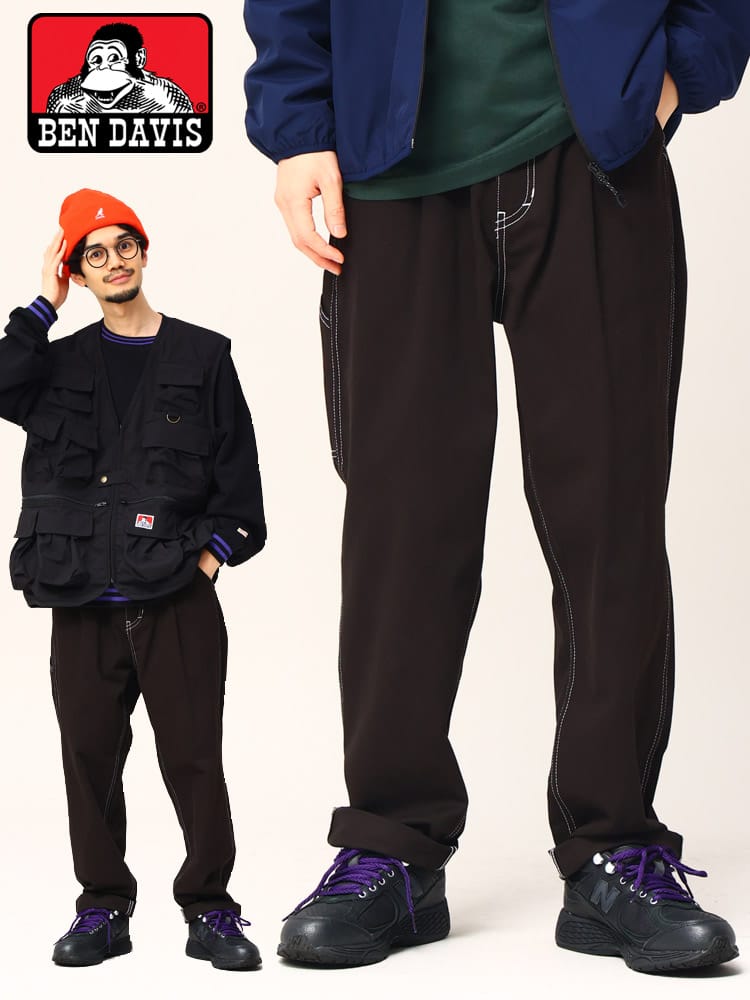 BEN DAVIS (ベンデイビス) ワンタック コットン ワークパンツ ストリート ゆるパンツ  ACTIVE WORKERS PANTS