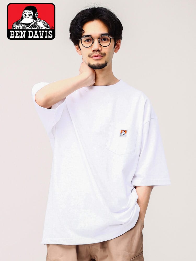 ベンデイビス Tシャツ ポケット付き BEN DAVIS オーバーサイズ クルーネック ユニセックス 半袖 <br>メンズ 男性 トップス シャツ Tシャツ クルー 半袖 ポケT C23580041<br>