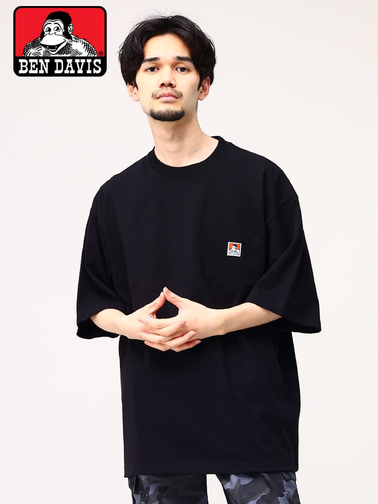 ベンデイビス Tシャツ ポケット付き BEN DAVIS オーバーサイズ クルーネック ユニセックス 半袖 <br>メンズ 男性 トップス シャツ Tシャツ クルー 半袖 ポケT C23580041<br>