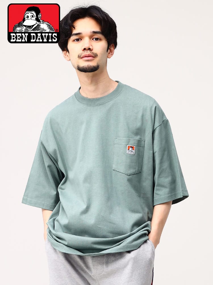 ベンデイビス Tシャツ ポケット付き BEN DAVIS オーバーサイズ クルーネック ユニセックス 半袖 <br>メンズ 男性 トップス シャツ Tシャツ クルー 半袖 ポケT C23580041<br>