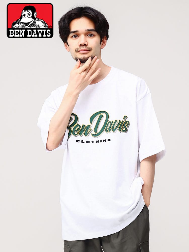 ベンデイビス Tシャツ ロゴ刺しゅう BEN DAVIS オーバーサイズ クルーネック ユニセックス 半袖 <br>メンズ 男性 トップス シャツ Tシャツ クルー 半袖 春 夏 C23580009<br>