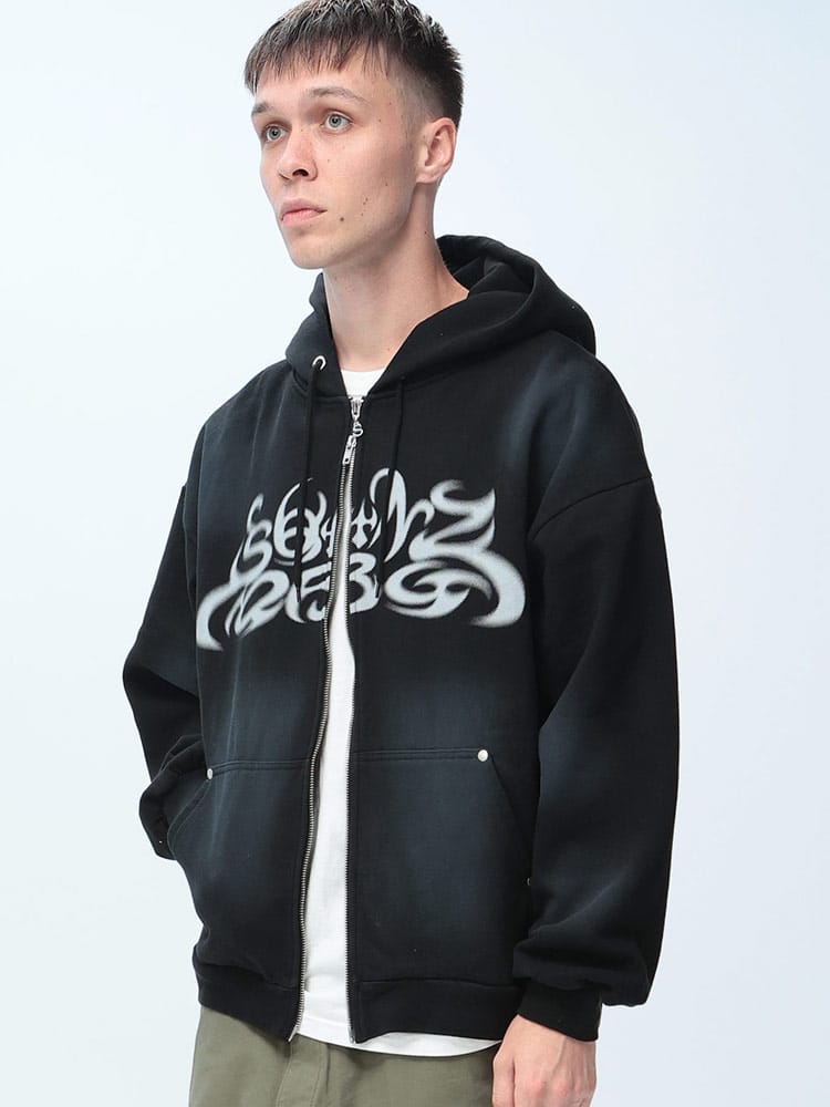 SEQUENZ (シークエンズ) フロントプリント フルジップ パーカー メンズ トップス パーカー フード ジップ ダブルジップ スウェット 秋 冬