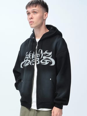 SEQUENZ (シークエンズ) フロントプリント フルジップ パーカー メンズ トップス パーカー フード ジップ ダブルジップ スウェット 秋 冬