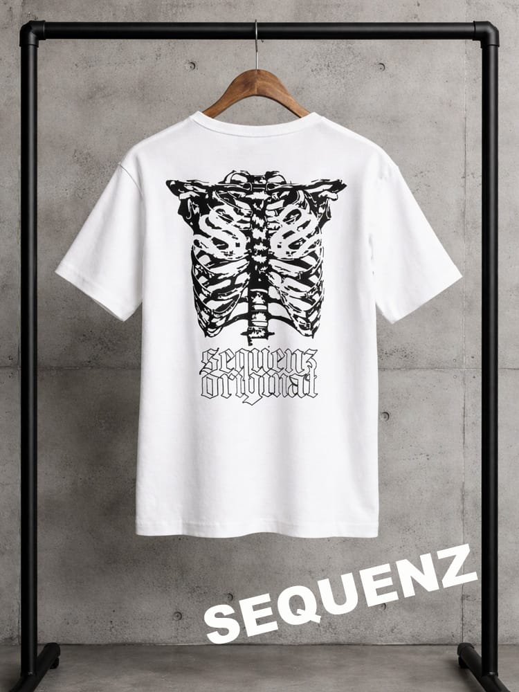 SEQUENZ (シークエンズ) Tシャツ 半袖 バックプリント リブ素材 クルーネック カットソー ユニセックス