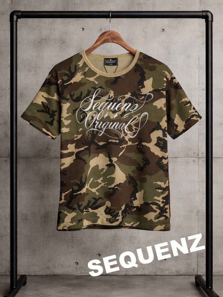 SEQUENZ (シークエンズ) カモフラージュ Tシャツ 半袖 リブ素材 迷彩 