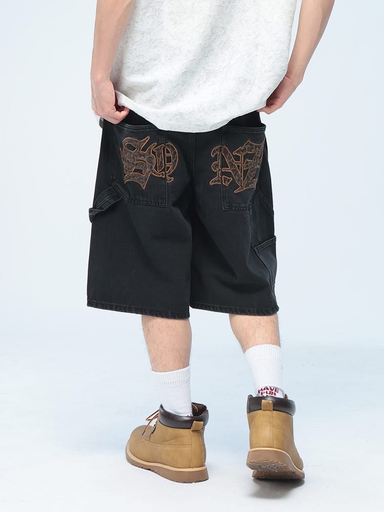 SEQUENZ (シークエンズ) ロゴ刺繍 ハーフパンツ ショートパンツ ユニセックス アップリケ ジップフライ ショーツ 