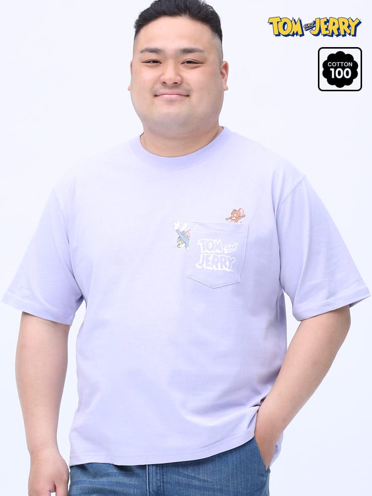 大きいサイズ メンズ TOM and JERRY (トムアンドジェリー) トム&ジェリー ポケット プリント クルーネック 半袖 Tシャツ