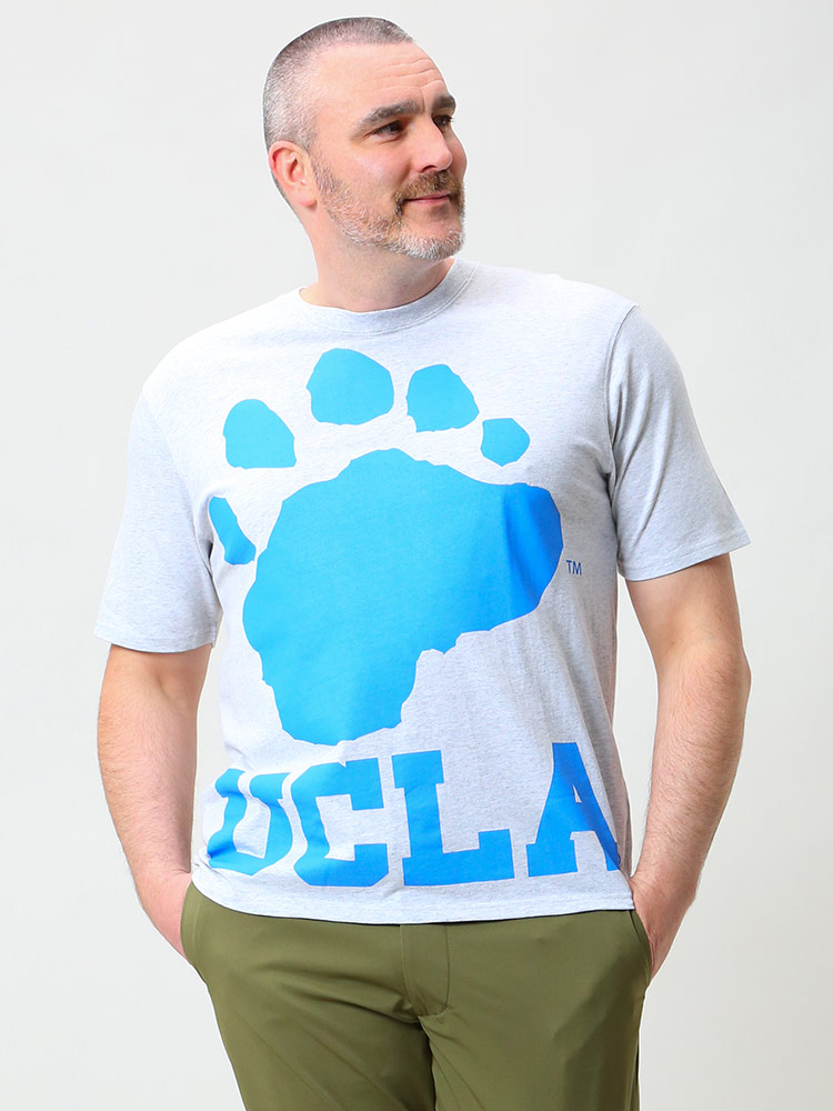 在庫処分 返品交換不可 大きいサイズ メンズ UCLA (ユーシーエルエー) 綿100％ BIGプリント クルーネック 半袖 Tシャツ