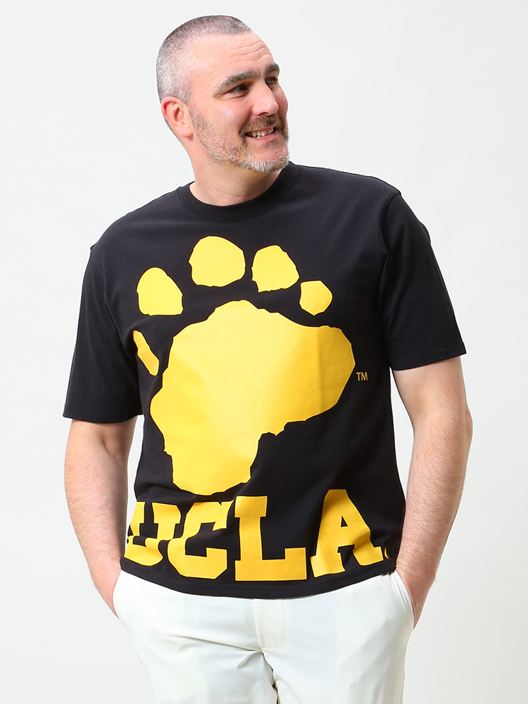 在庫処分 返品交換不可 大きいサイズ メンズ UCLA (ユーシーエルエー) 綿100％ BIGプリント クルーネック 半袖 Tシャツ