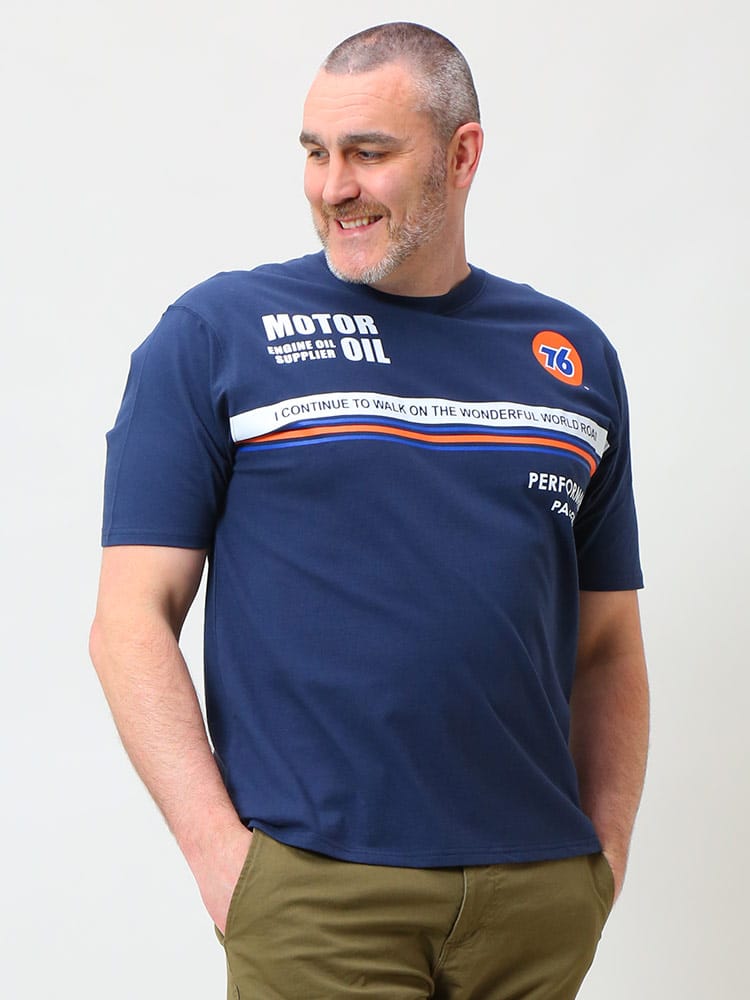 大きいサイズ メンズ UNION 76 (ユニオン セブンティーシックス) 綿100％ プリント クルーネック 半袖 Tシャツ