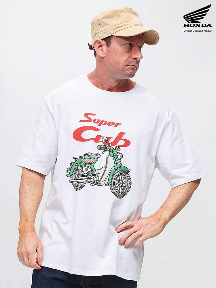 半袖 Tシャツ スーパーカブ トップス クルー 大きいサイズ メンズ Honda ホンダ ×モンスターワールド