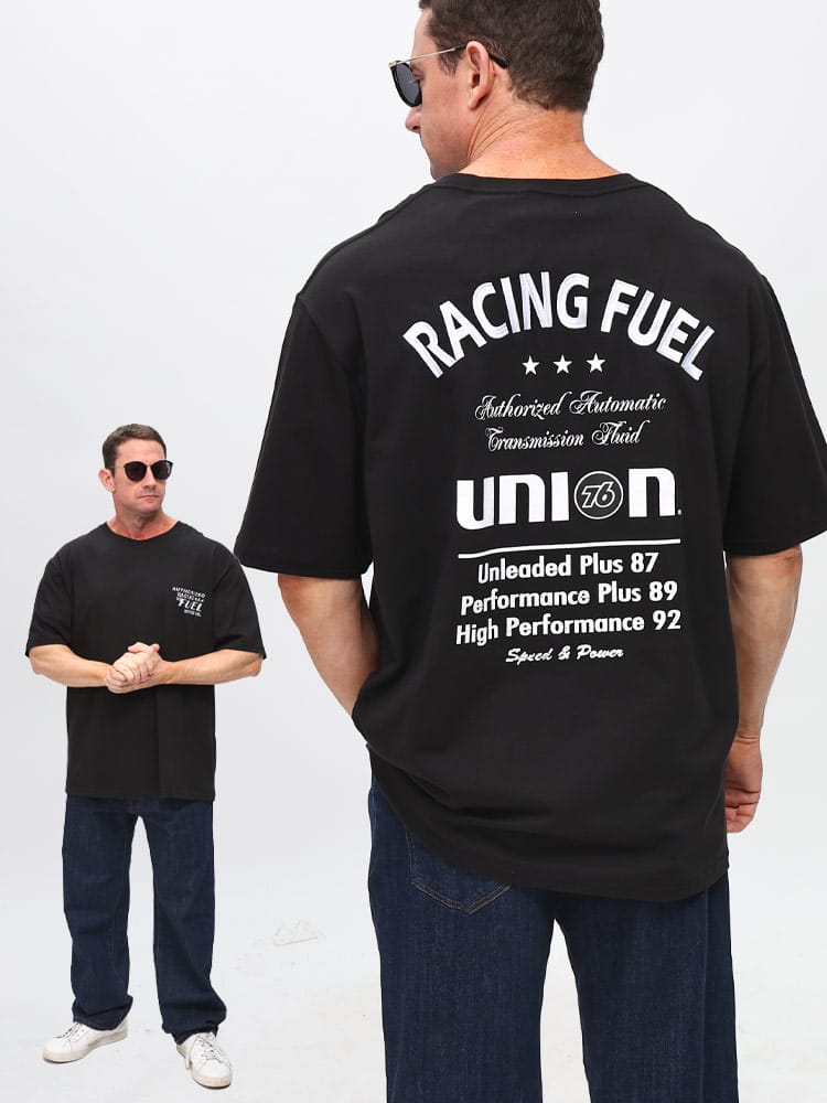 半袖 Tシャツ バックプリント×刺繍 クルーネック トップス クルー 大きいサイズ メンズ