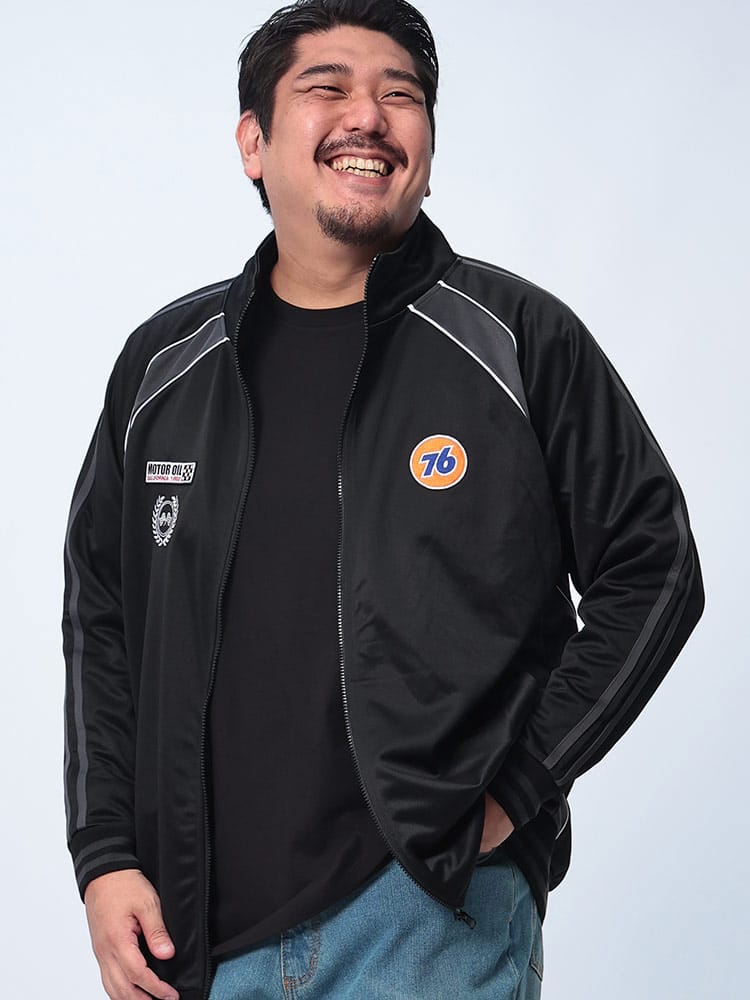 トラックジャケット ワッペン 切り替え フルジップ  アウター ブルゾン スタンド 大きいサイズ メンズ
