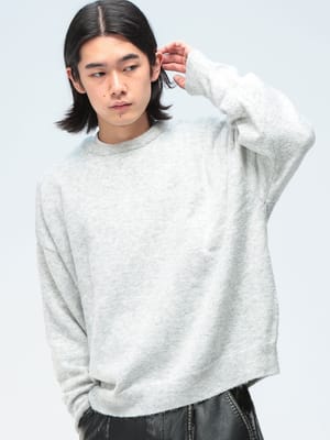 Cathy's Closet (キャシーズ クロセット) ウール混 無地 クルーネック ニット 52706004 メンズ ユニセックス トップス セーター プルオーバー 5ゲージニット rgc_knit