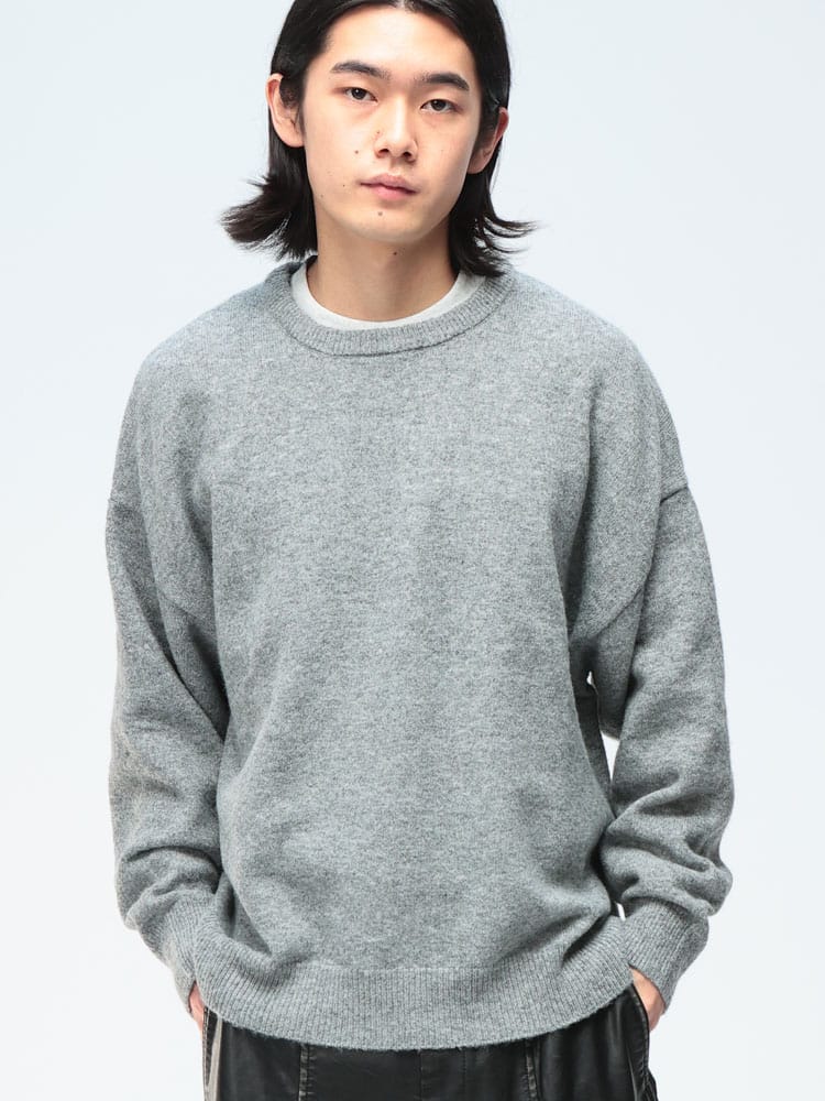 Cathy's Closet (キャシーズ クロセット) ウール混 無地 クルーネック ニット 52706004 メンズ ユニセックス トップス セーター プルオーバー 5ゲージニット rgc_knit