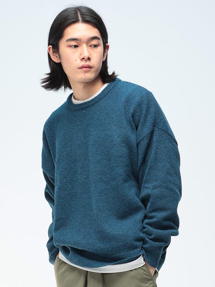 Cathy's Closet (キャシーズ クロセット) ウール混 無地 クルーネック ニット 52706004 メンズ ユニセックス トップス セーター プルオーバー 5ゲージニット rgc_knit