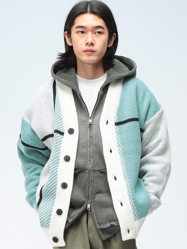 Cathy's Closet (キャシーズ クロセット) クロスチェック オーバー Vネック カーディガン 42706008 メンズ ユニセックス トップス セーター ニット Vライン rgc_knit