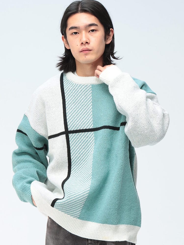 Cathy's Closet (キャシーズ クロセット) クロスチェック オーバー クルーネック ニット 32708003 メンズ ユニセックス トップス セーター プルオーバー rgc_knit