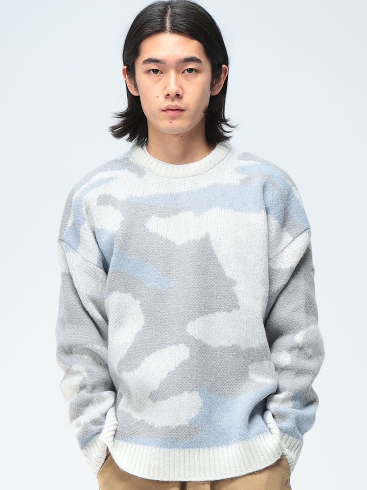 Cathy's Closet (キャシーズ クロセット) 起毛 カモフラージュ クルーネック オーバー ニット 42706009 メンズ ユニセックス トップス セーター プルオーバー rgc_knit