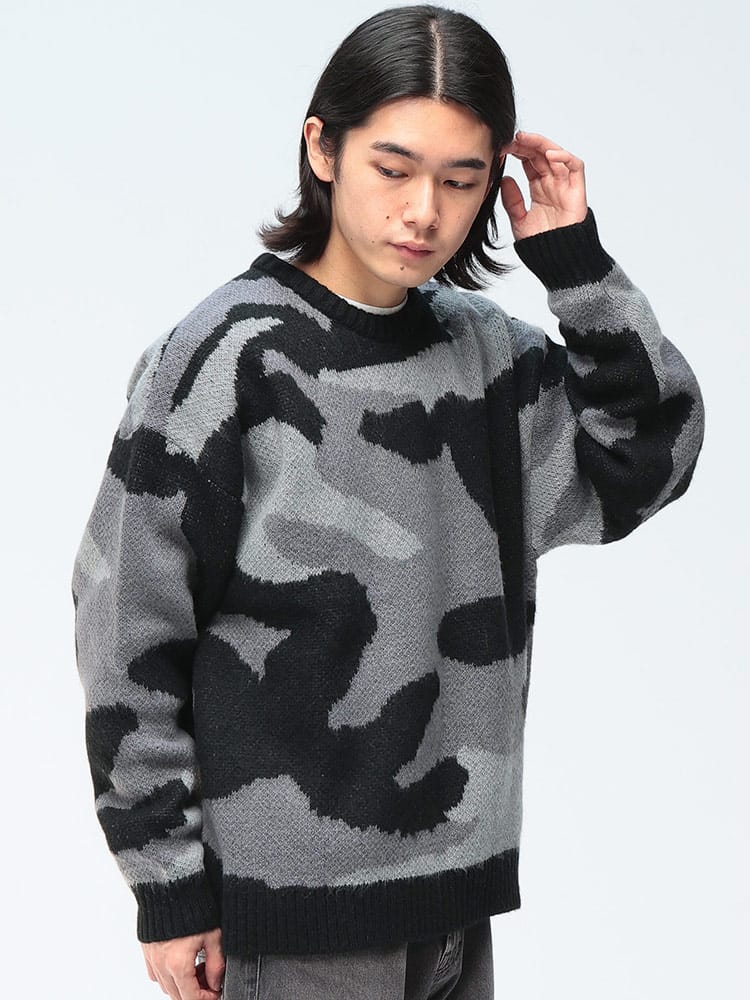 Cathy's Closet (キャシーズ クロセット) 起毛 カモフラージュ クルーネック オーバー ニット 42706009 メンズ ユニセックス トップス セーター プルオーバー rgc_knit