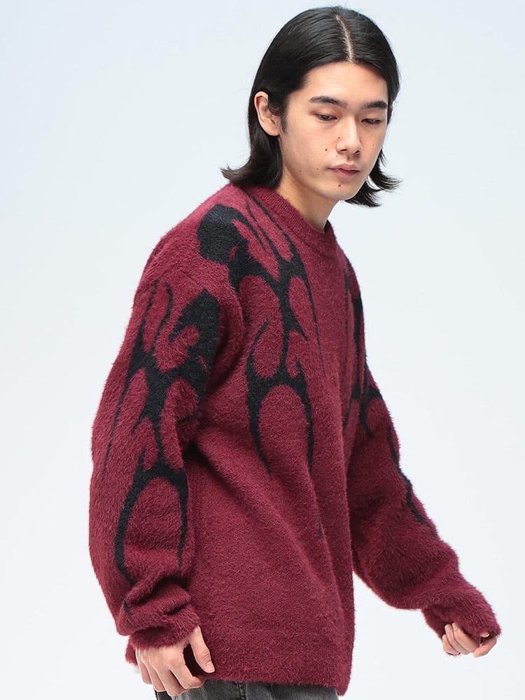 Cathy's Closet (キャシーズ クロセット) フェザー ジャガード クルーネック ニット 52706002 メンズ ユニセックス トップス セーター プルオーバー rgc_knit