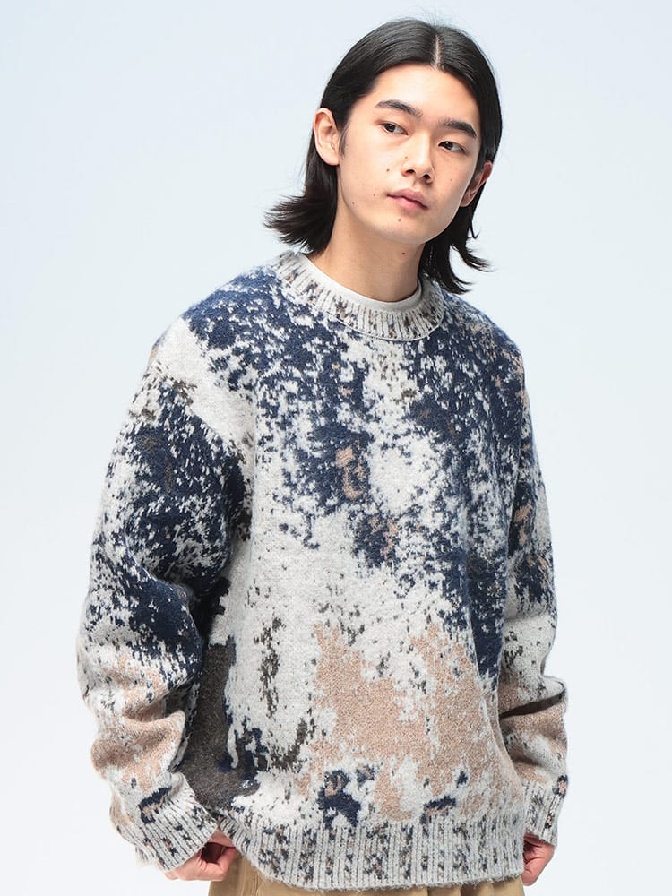 Cathy's Closet (キャシーズ クロセット) アブストラクト柄 クルーネック ニット 52706005 メンズ ユニセックス トップス セーター プルオーバー rgc_knit