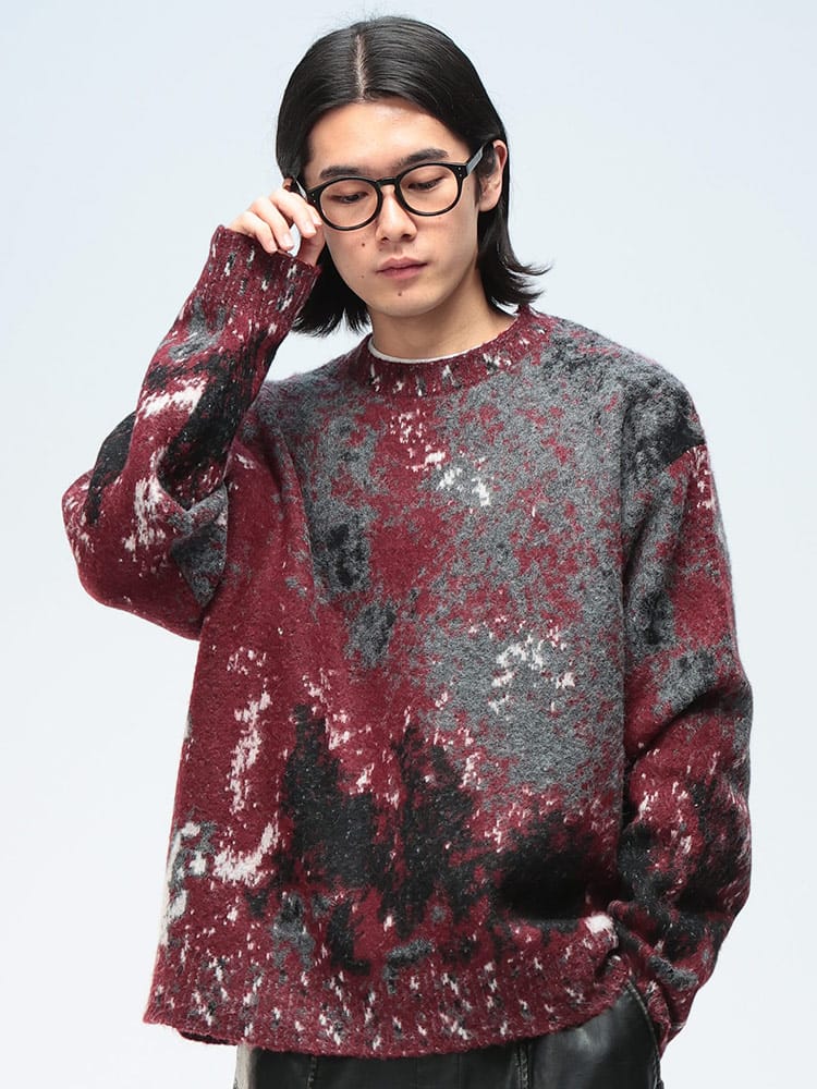 Cathy's Closet (キャシーズ クロセット) アブストラクト柄 クルーネック ニット 52706005 メンズ ユニセックス トップス セーター プルオーバー rgc_knit