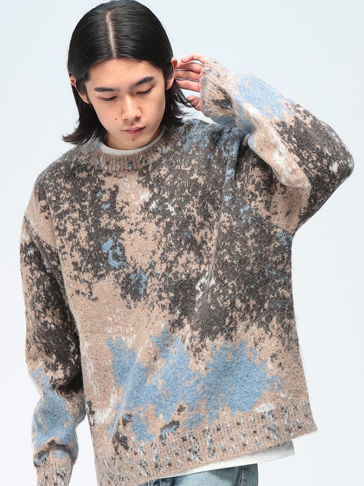 Cathy's Closet (キャシーズ クロセット) アブストラクト柄 クルーネック ニット 52706005 メンズ ユニセックス トップス セーター プルオーバー rgc_knit