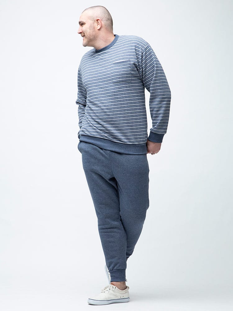 大きいサイズ メンズ B＆T CLUB (ビーアンドティークラブ) 裏シャギー ボーダー 長袖 Tシャツ ロングパンツ セットアップ パジャマ 部屋着