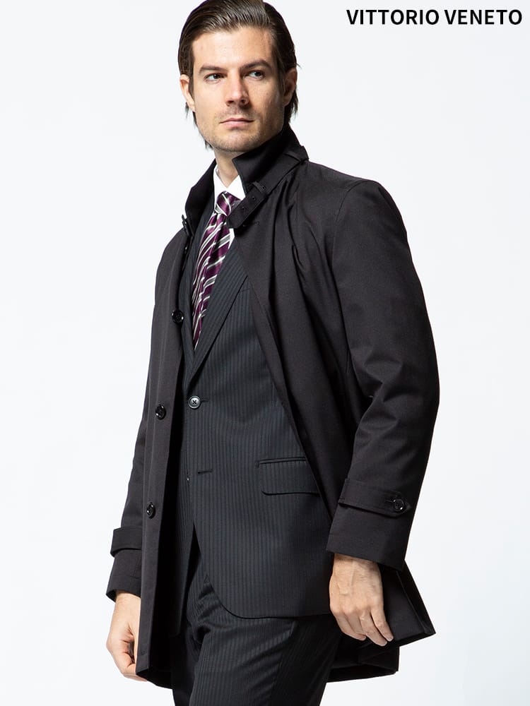 VITTORIO VENETO (ヴィットリオヴェネト) 裏ラミネート ヨーク中綿 無地 コート