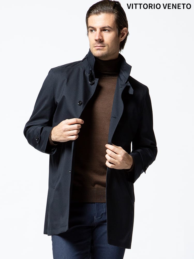 VITTORIO VENETO (ヴィットリオヴェネト) 裏ラミネート ヨーク中綿 無地 コート