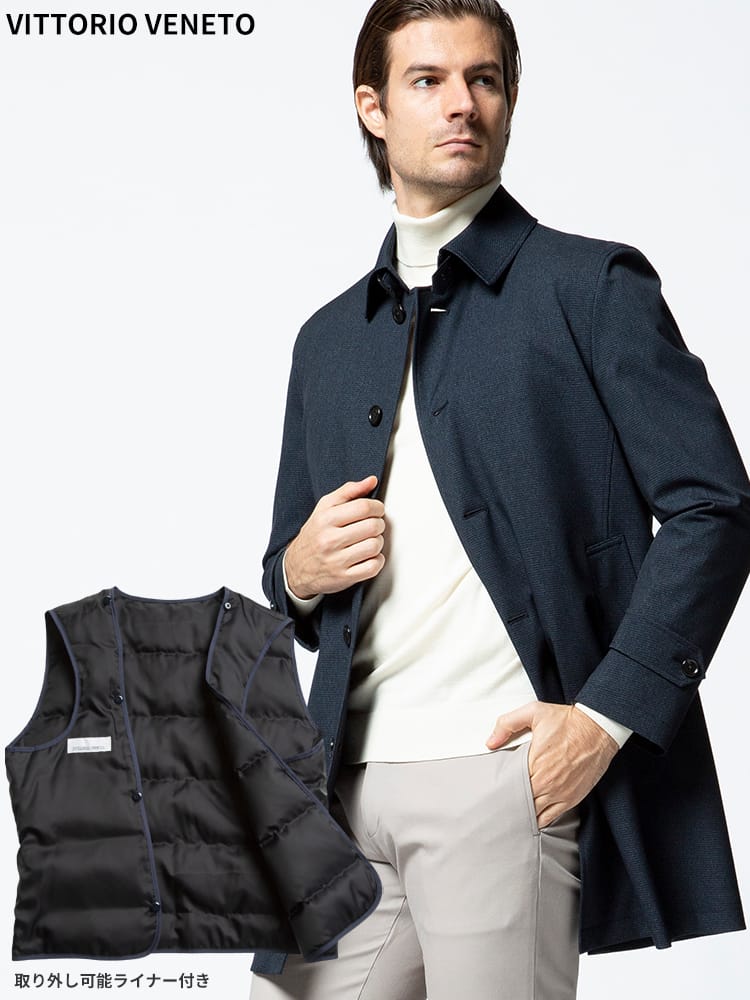 VITTORIO VENETO ヴィットリオヴェネト 裏ラミネート ダウンライナー 千鳥柄 コート