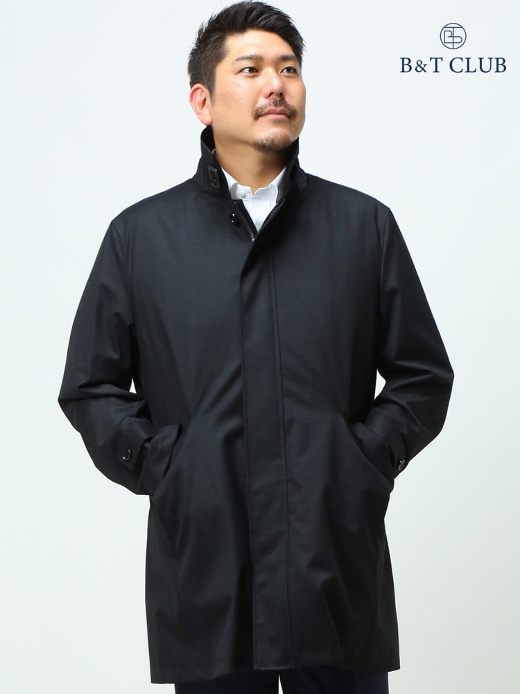 大きいサイズ メンズ B＆T CLUB ビーアンドティークラブ 防水コーティング ウール 中綿ライナー コート VANKS BLACK