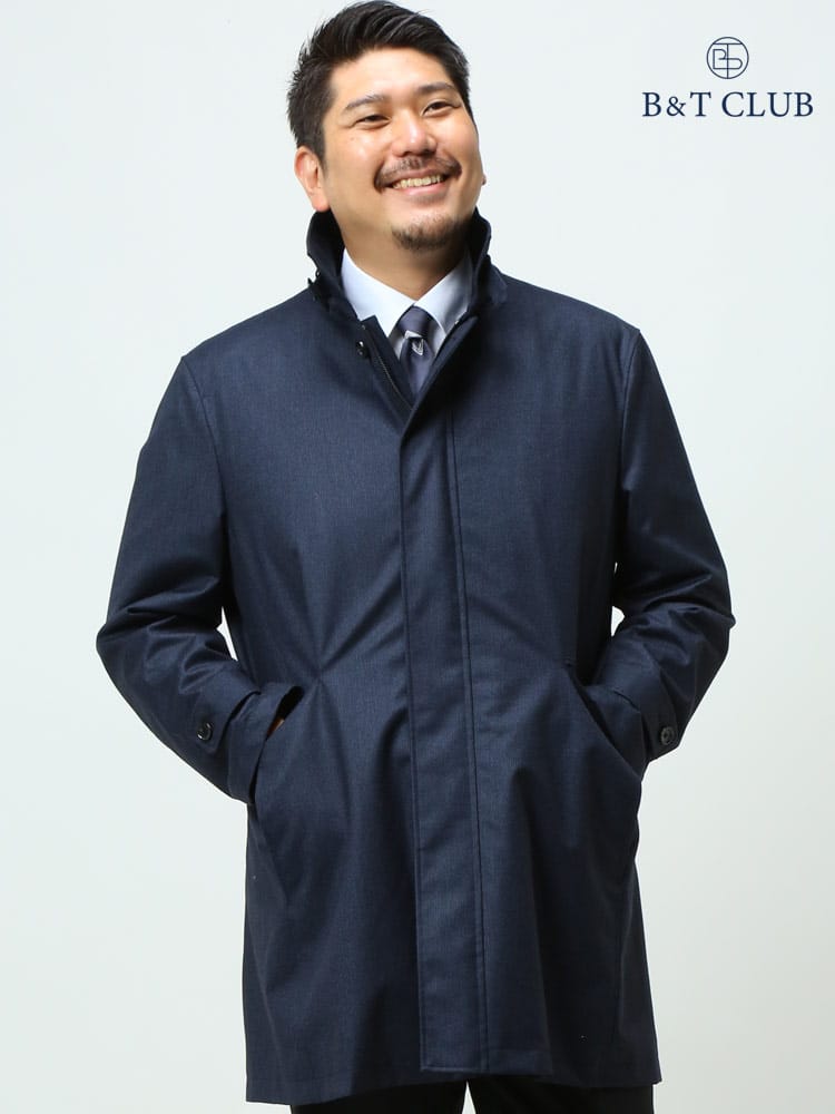 大きいサイズ メンズ B＆T CLUB ビーアンドティークラブ 防水コーティング ウール 中綿ライナー コート VANKS BLUE