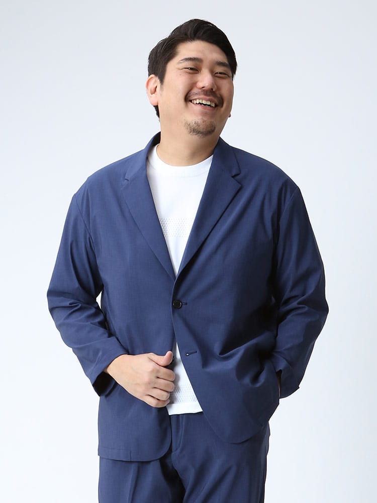 大きいサイズ メンズ B＆T CLUB 春夏 ウォッシャブル ストレッチ イージーケア 無地 シングル ジャケット セットアップ対応