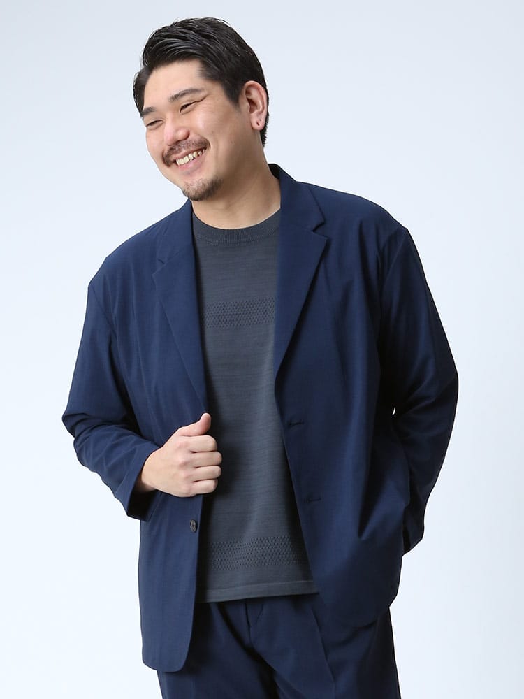 大きいサイズ メンズ B＆T CLUB 春夏 ウォッシャブル ストレッチ イージーケア 無地 シングル ジャケット セットアップ対応