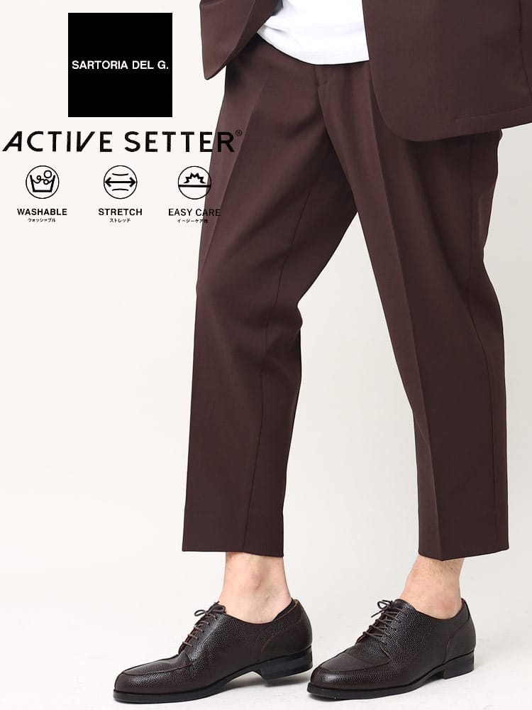 スラックス2本同時購入2200円引き対象商品 SARTORIA DEL G サルトリアデルジー 春夏 ウォッシャブル ストレッチ イージーケア ウエストゴム 無地 パンツ セットアップ対応 入学 卒業 行事 イベント